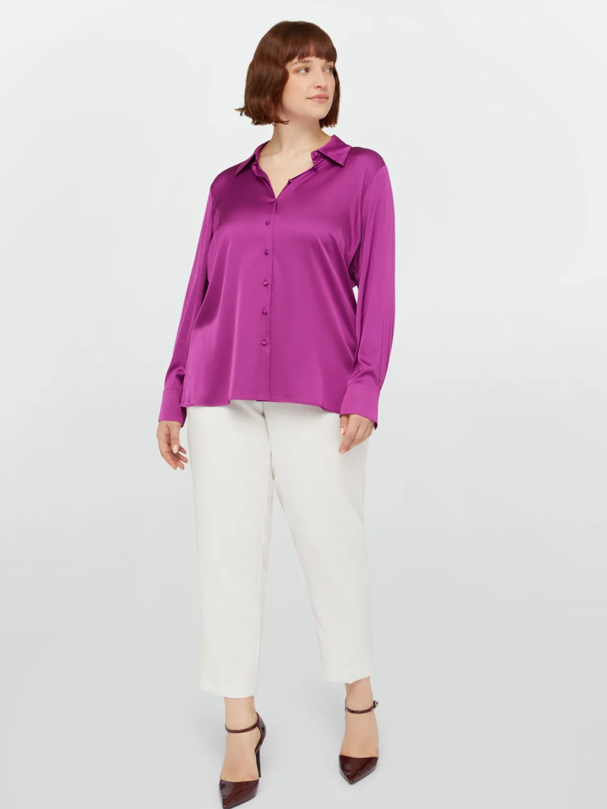 Fiorella Rubino Camicie E Bluse|Camicia In Raso Di Viscosa LENZING™ ECOVERO™