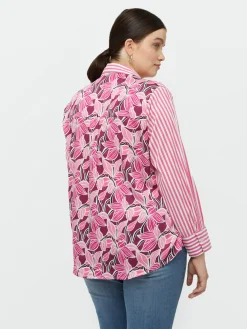 Fiorella Rubino Camicie E Bluse|Camicia Rigata Con Dietro A Fiori
