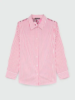 Fiorella Rubino Camicie E Bluse|Camicia Rigata Con Dietro A Fiori
