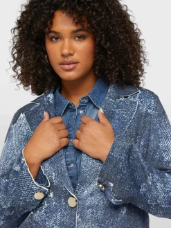 Fiorella Rubino Cappotti E Giubbotti|Cappotto Leggero Stampato Effetto Denim
