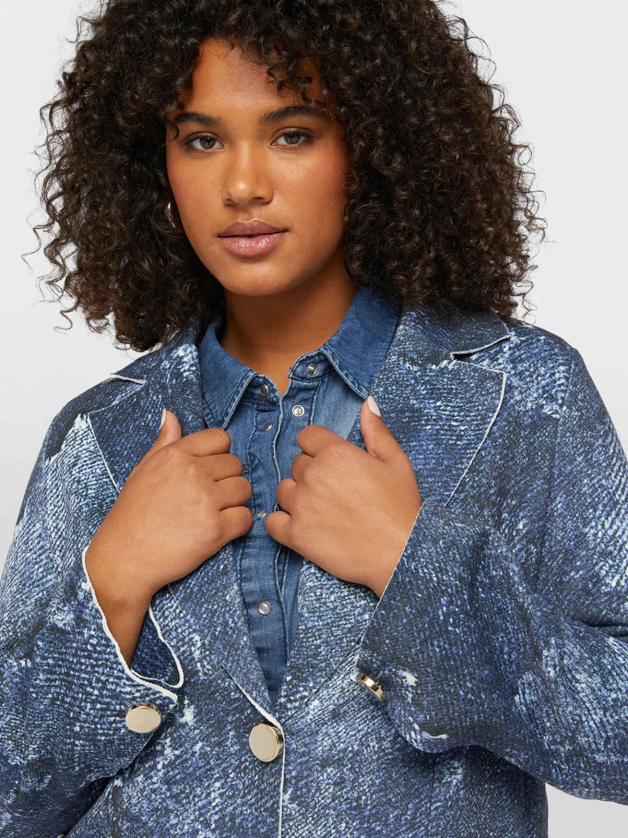 Fiorella Rubino Cappotti E Giubbotti|Cappotto Leggero Stampato Effetto Denim