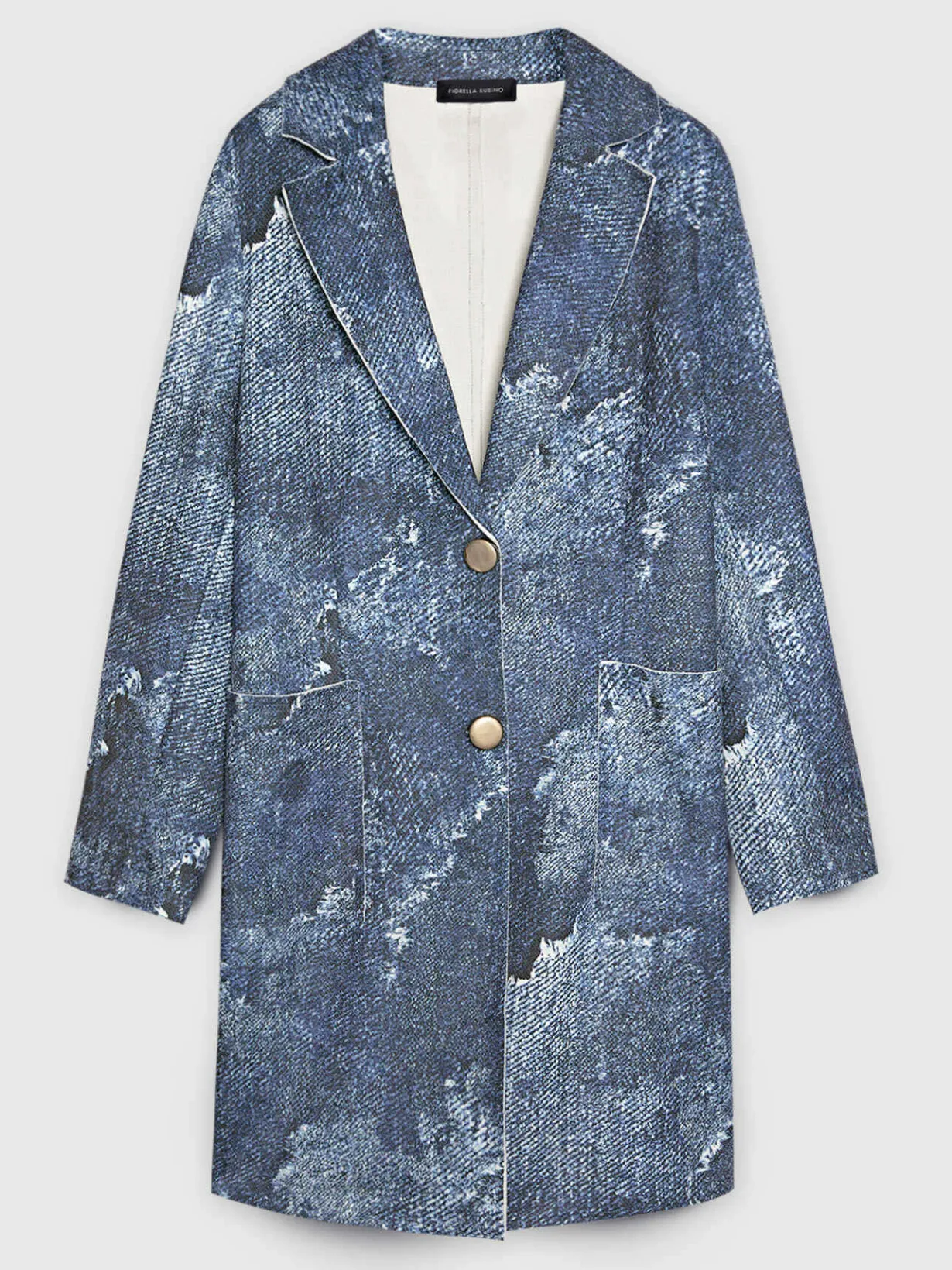 Fiorella Rubino Cappotti E Giubbotti|Cappotto Leggero Stampato Effetto Denim