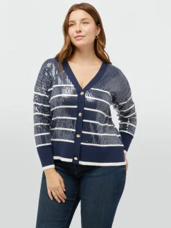 Fiorella Rubino Maglie E Felpe|Cardigan A Righe Full Paillettes