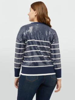 Fiorella Rubino Maglie E Felpe|Cardigan A Righe Full Paillettes
