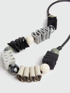 Fiorella Rubino Accessori|Collana Con Boules E Nastri In Pelle