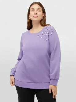 Fiorella Rubino Maglie E Felpe|Felpa Con Ricami Brillanti