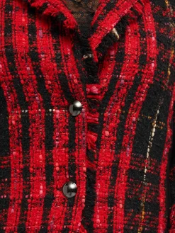 Fiorella Rubino Giacche E Blazer|Giacca Tartan Con Orli Sfrangiati