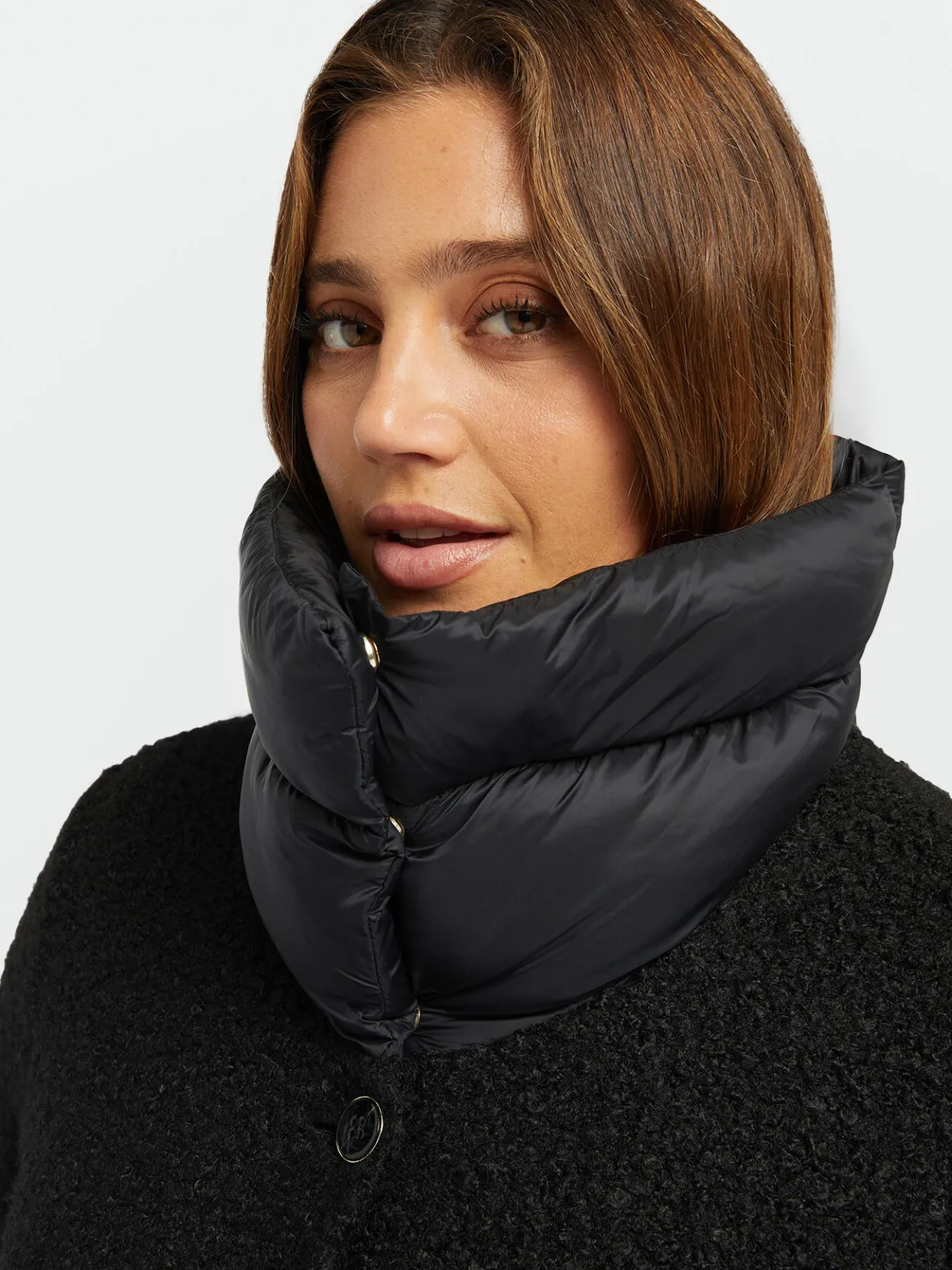 Fiorella Rubino Cappotti E Giubbotti|Giaccone In Nylon E Tessuto Bouclé