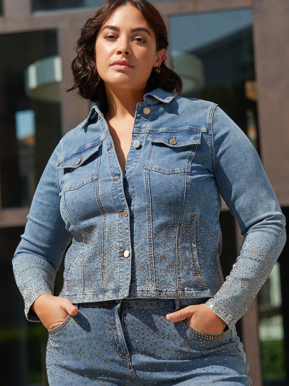 Fiorella Rubino Giacche E Blazer|Giubbotto In Denim Con Strass