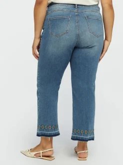 Fiorella Rubino Jeans|Jeans Cropped Con Ricamo Etnico
