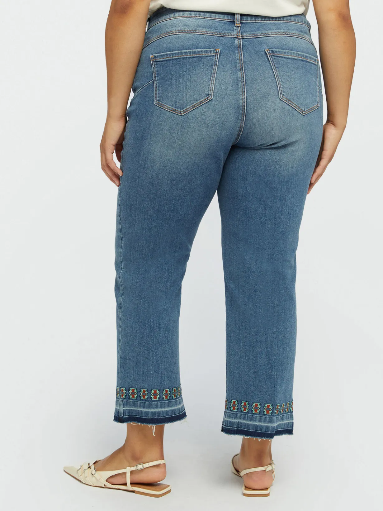 Fiorella Rubino Jeans|Jeans Cropped Con Ricamo Etnico