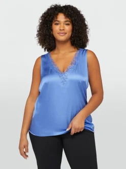 Fiorella Rubino Top E T-Shirt|Top In Raso Con Scollo A V In Pizzo