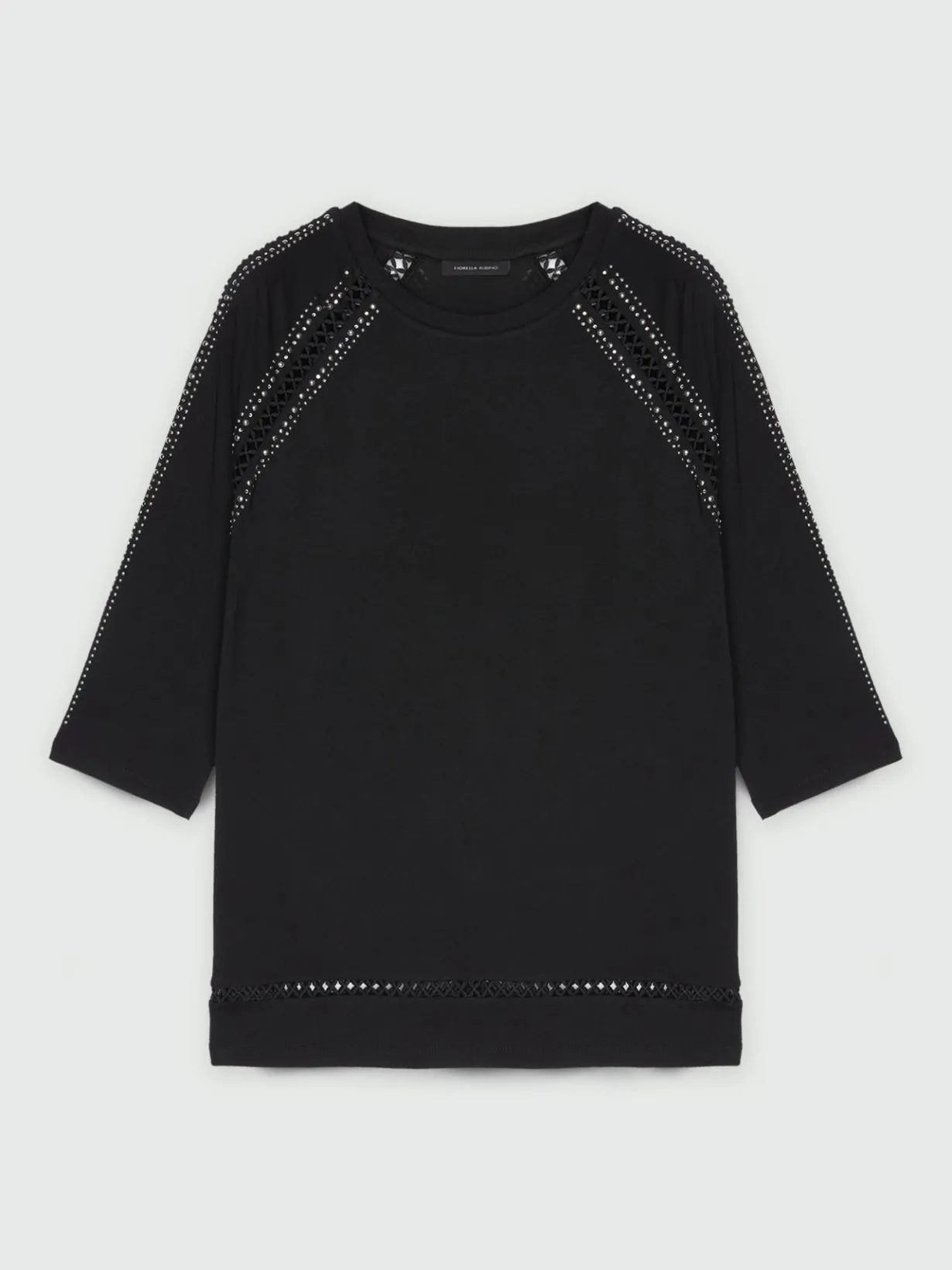 Fiorella Rubino Top E T-Shirt|T-shirt Con Borchie E Bordi A Rete