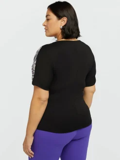 Fiorella Rubino Camicie E Bluse|Top E T-Shirt|T-shirt Con Ricamo Full Paillettes