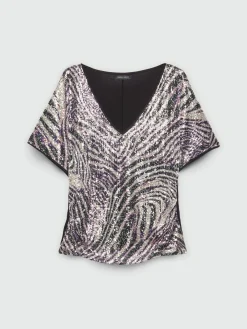 Fiorella Rubino Camicie E Bluse|Top E T-Shirt|T-shirt Con Ricamo Full Paillettes