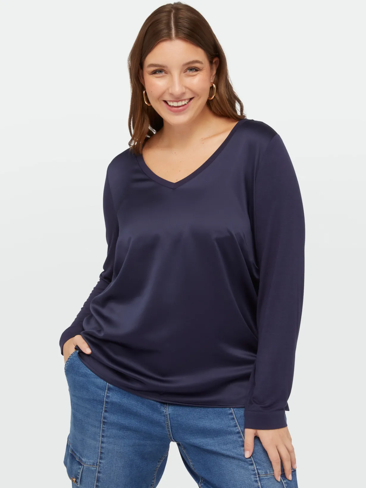 Fiorella Rubino Top E T-Shirt|T-shirt Con Scollo A V In Due Tessuti