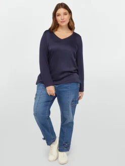 Fiorella Rubino Top E T-Shirt|T-shirt Con Scollo A V In Due Tessuti