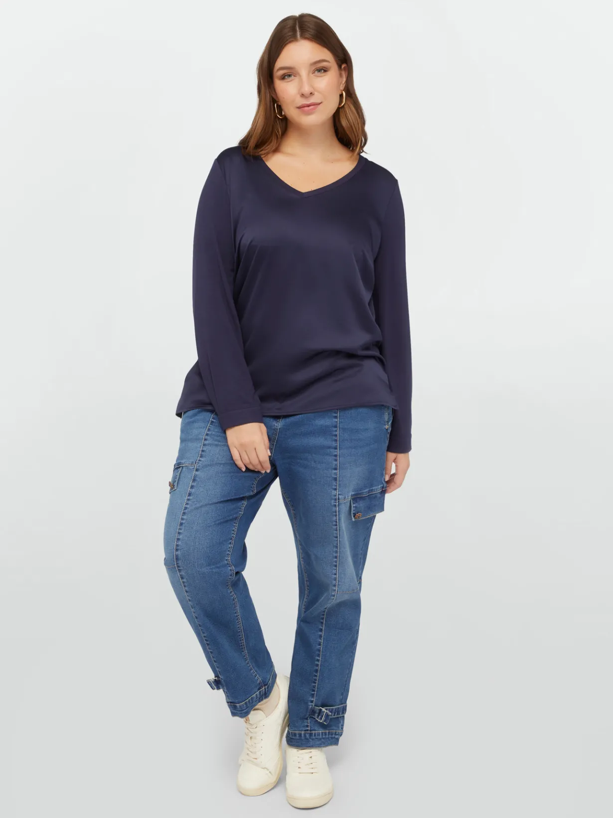 Fiorella Rubino Top E T-Shirt|T-shirt Con Scollo A V In Due Tessuti