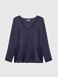 Fiorella Rubino Top E T-Shirt|T-shirt Con Scollo A V In Due Tessuti