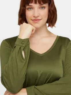 Fiorella Rubino Top E T-Shirt|T-shirt Con Scollo A V In Due Tessuti