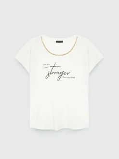 Fiorella Rubino Top E T-Shirt|T-shirt Con Scritta E Catena