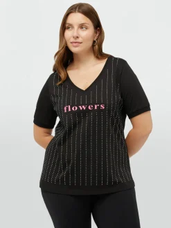 Fiorella Rubino Top E T-Shirt|T-shirt Con Scritta E Strass