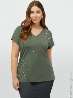 Fiorella Rubino Top E T-Shirt|T-shirt Con Strass Ricamati