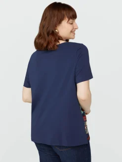Fiorella Rubino Top E T-Shirt|T-shirt In Due Tessuti Con Stampa