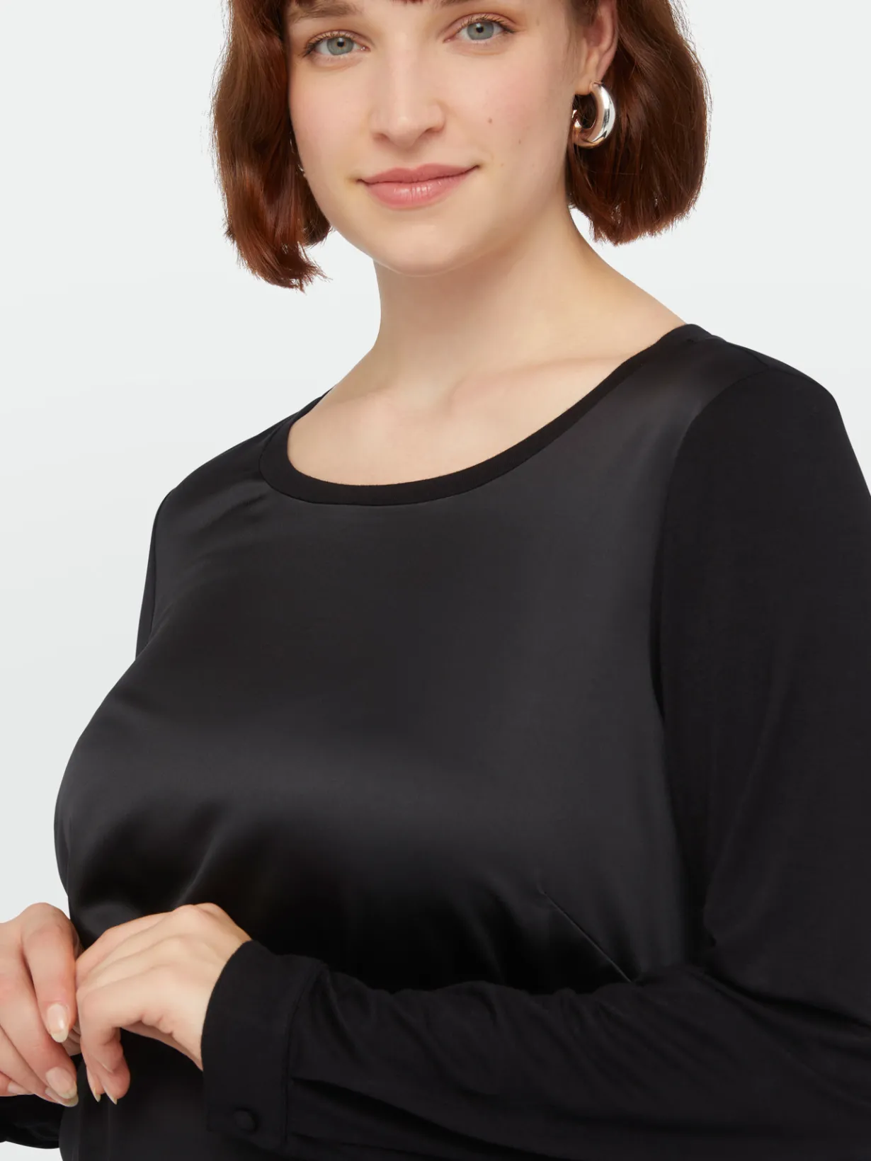Fiorella Rubino Top E T-Shirt|T-shirt Maniche Lunghe In Due Tessuti