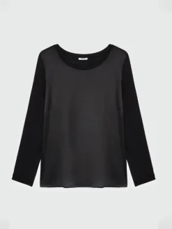 Fiorella Rubino Top E T-Shirt|T-shirt Maniche Lunghe In Due Tessuti