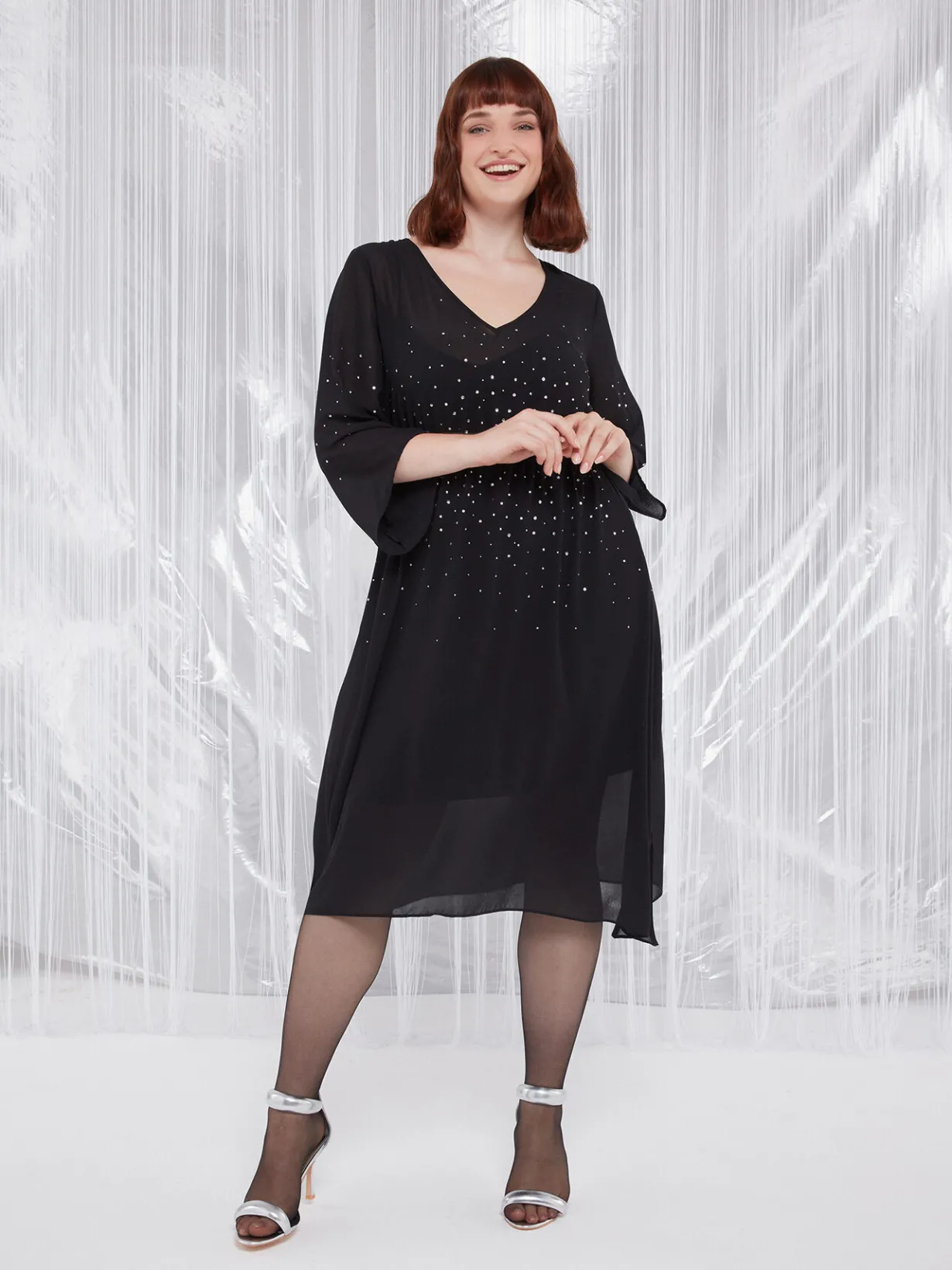Fiorella Rubino Vestiti|Vestito Midi Con Punti Luce